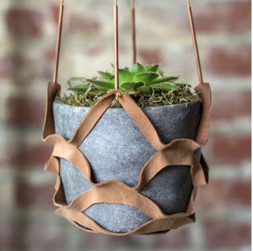 Macrame Wall Hanging Planter – Leather Hanger Basket