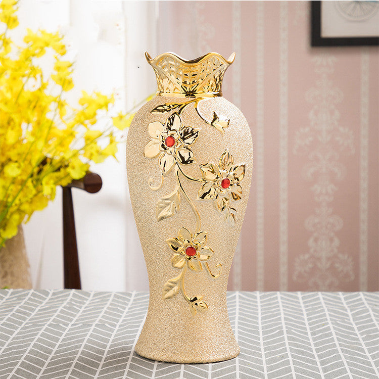 Gold Electroplated Ceramic Vase – European Style Décor