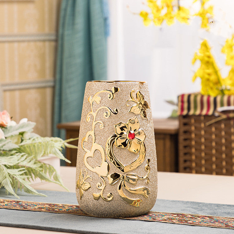 Gold Electroplated Ceramic Vase – European Style Décor