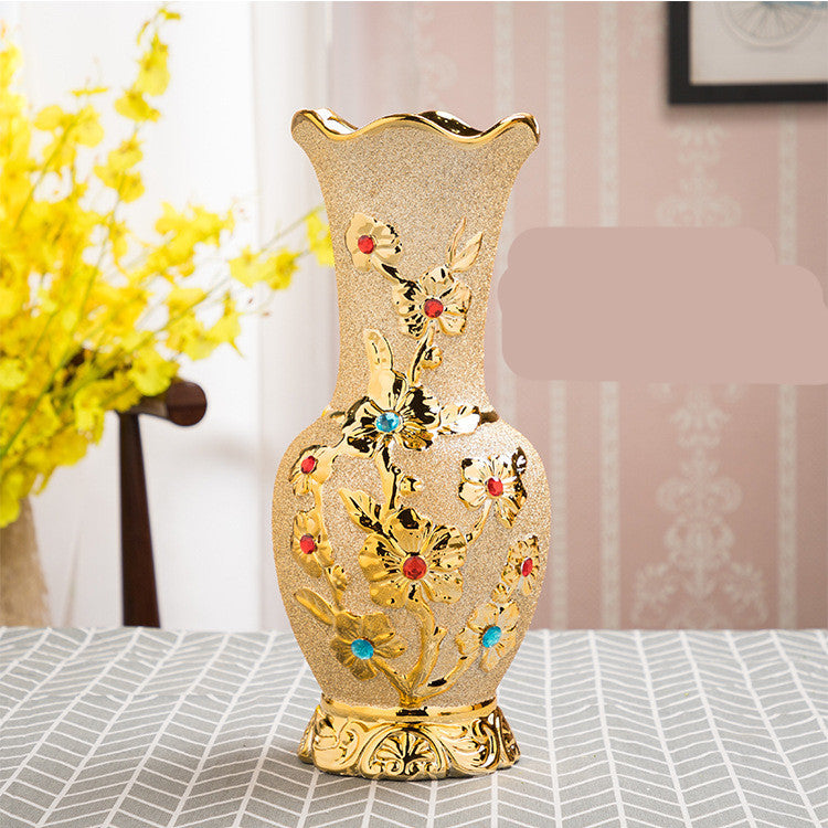 Gold Electroplated Ceramic Vase – European Style Décor