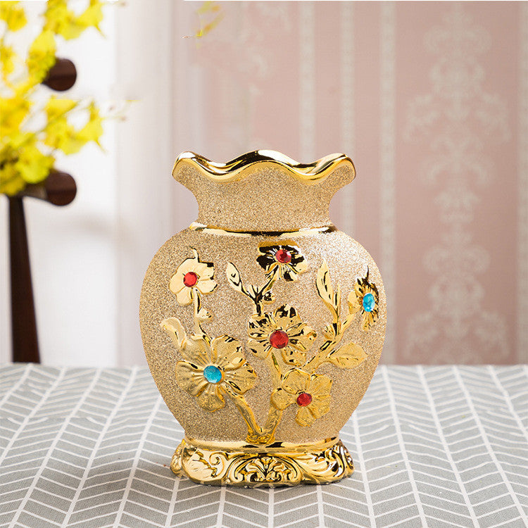 Gold Electroplated Ceramic Vase – European Style Décor