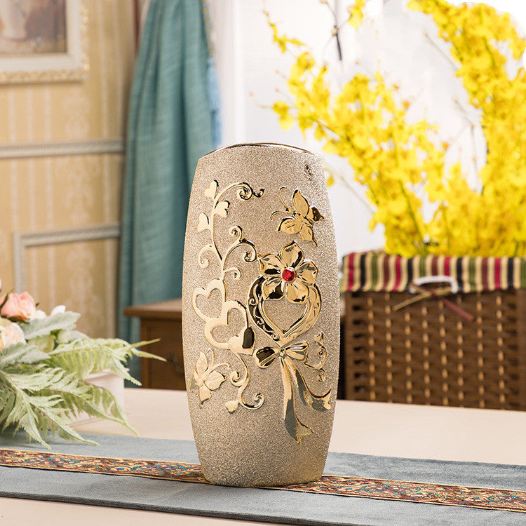 Gold Electroplated Ceramic Vase – European Style Décor