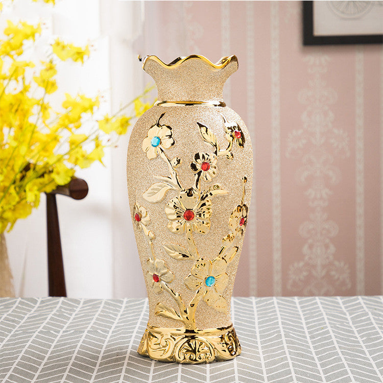 Gold Electroplated Ceramic Vase – European Style Décor