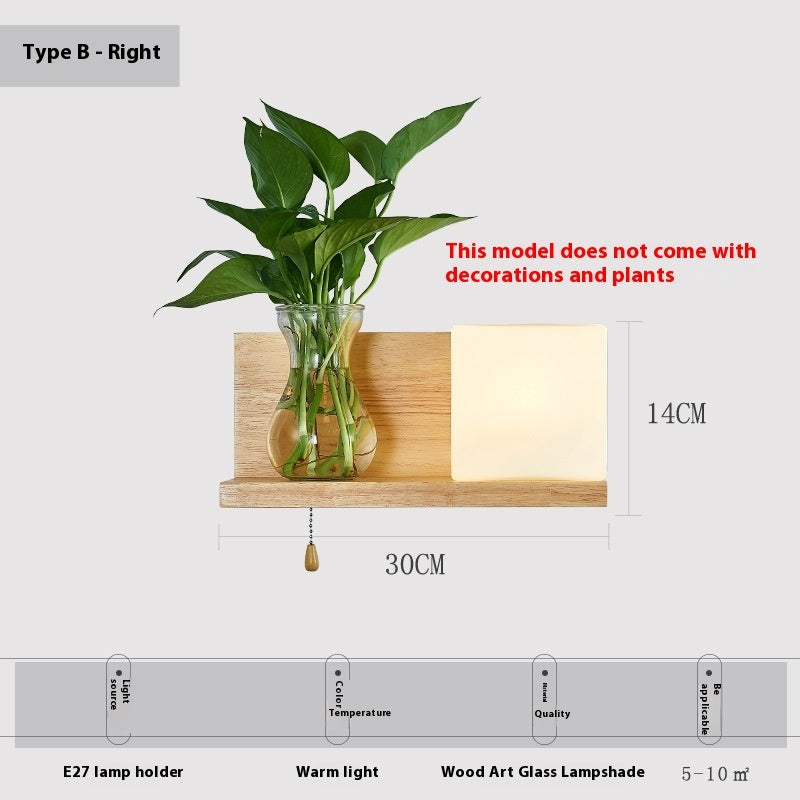 Wooden Wall Lamp – Simple Bedside Light