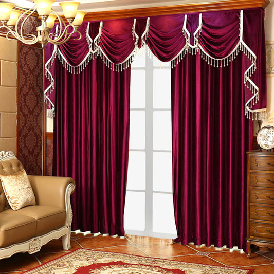 Luxury Velvet Water Wave Curtains – Blackout Red