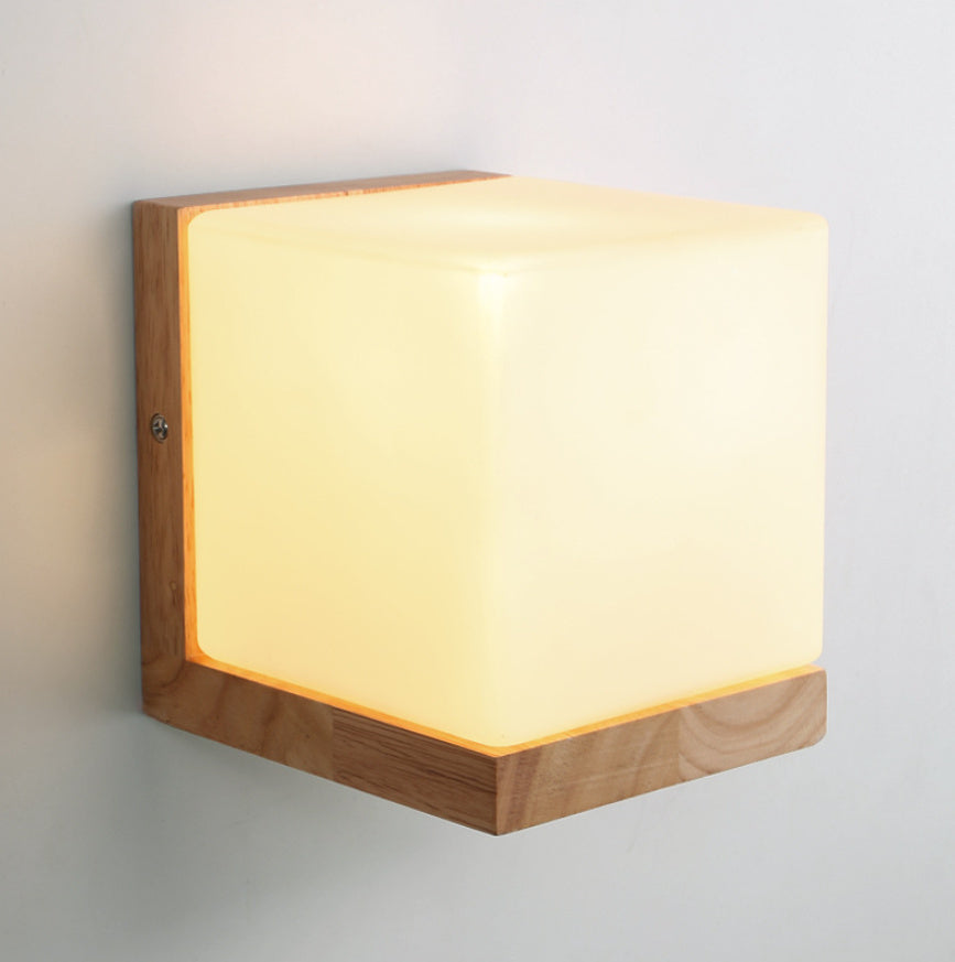 Wooden Wall Lamp – Simple Bedside Light