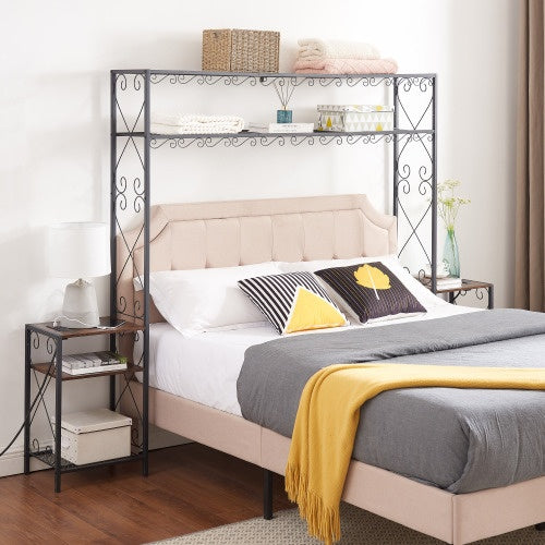 Queen Bed Frame with Storage & 2 Nightstands