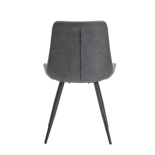 Gray Faux Leather Dining Chair – Black Metal Legs