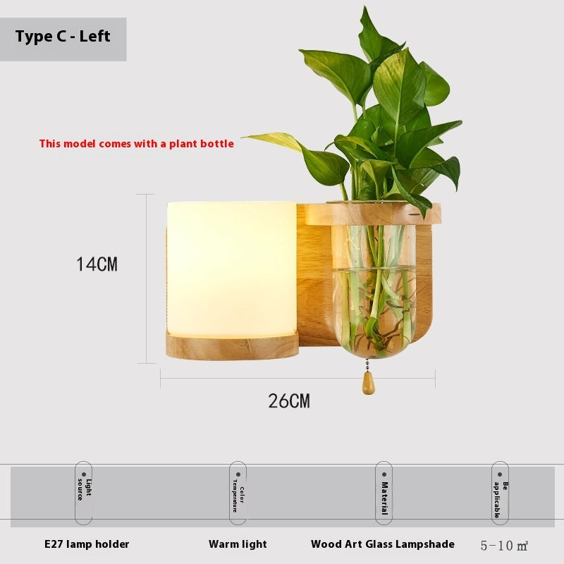 Wooden Wall Lamp – Simple Bedside Light