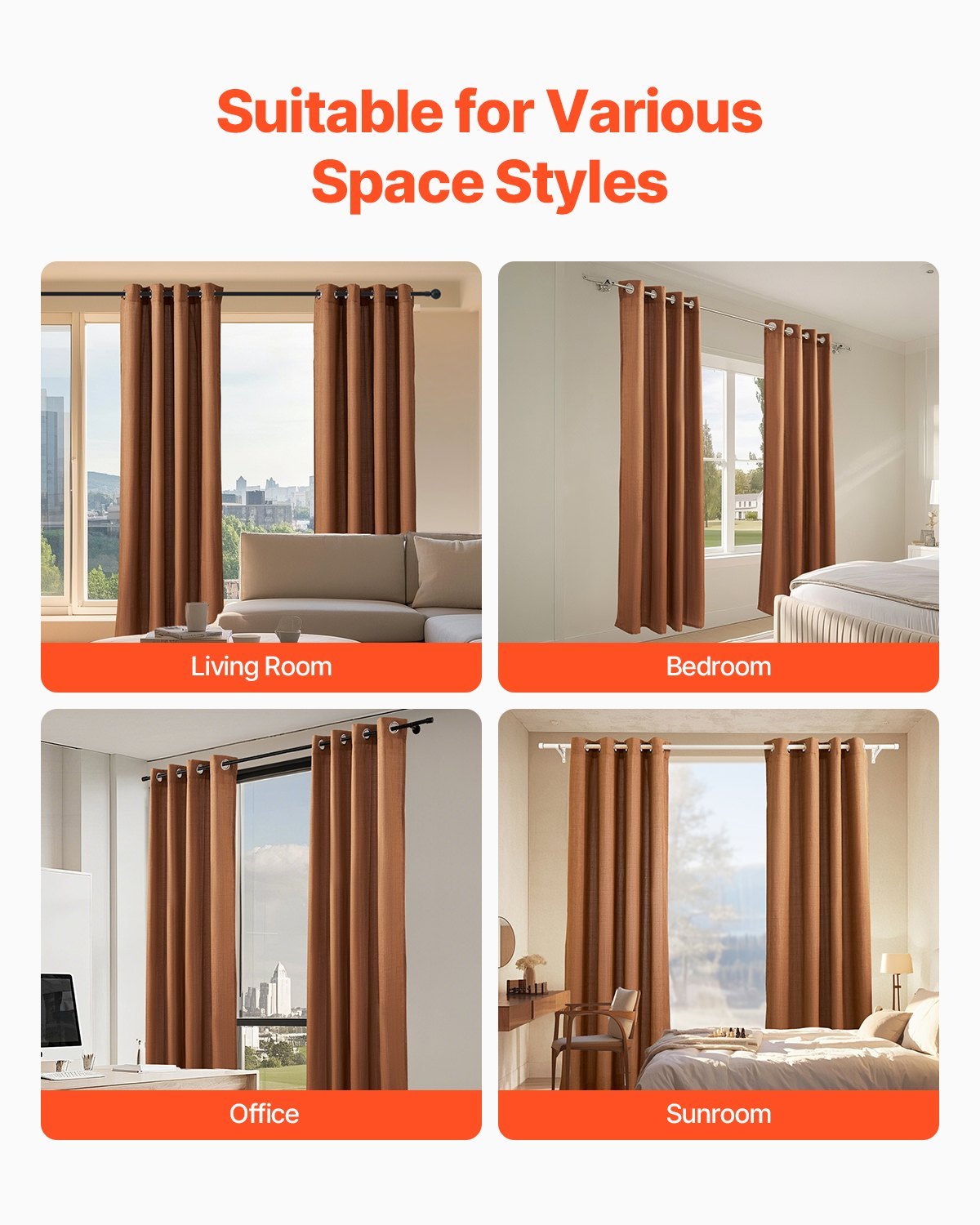 Natural Linen Curtains – 2 Panels, Light Filtering