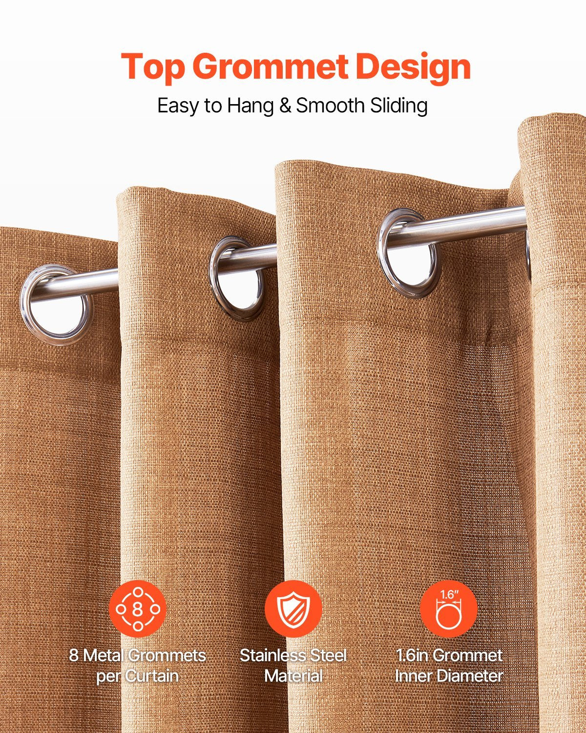 Natural Linen Curtains – 2 Panels, Light Filtering
