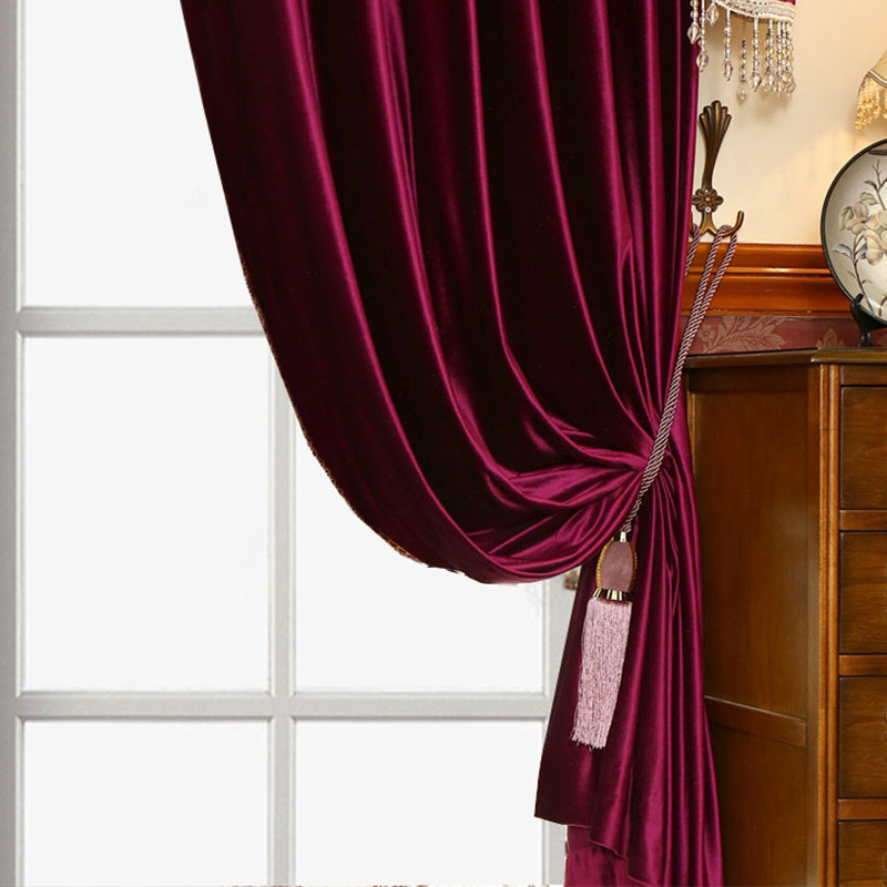 Luxury Velvet Water Wave Curtains – Blackout Red