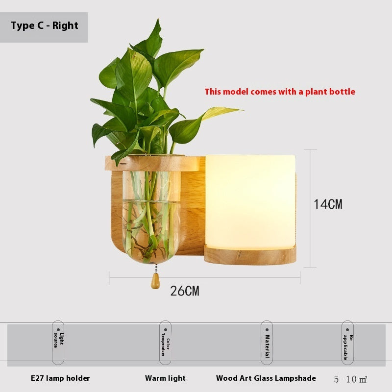 Wooden Wall Lamp – Simple Bedside Light
