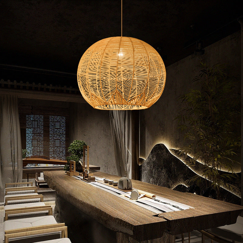 Japanese Zen Rattan Chandelier – Designer Light