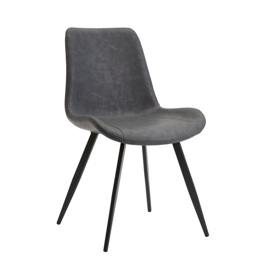 Gray Faux Leather Dining Chair – Black Metal Legs
