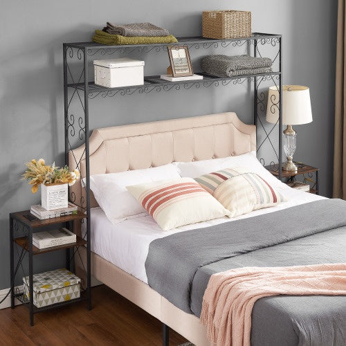 Queen Bed Frame with Storage & 2 Nightstands