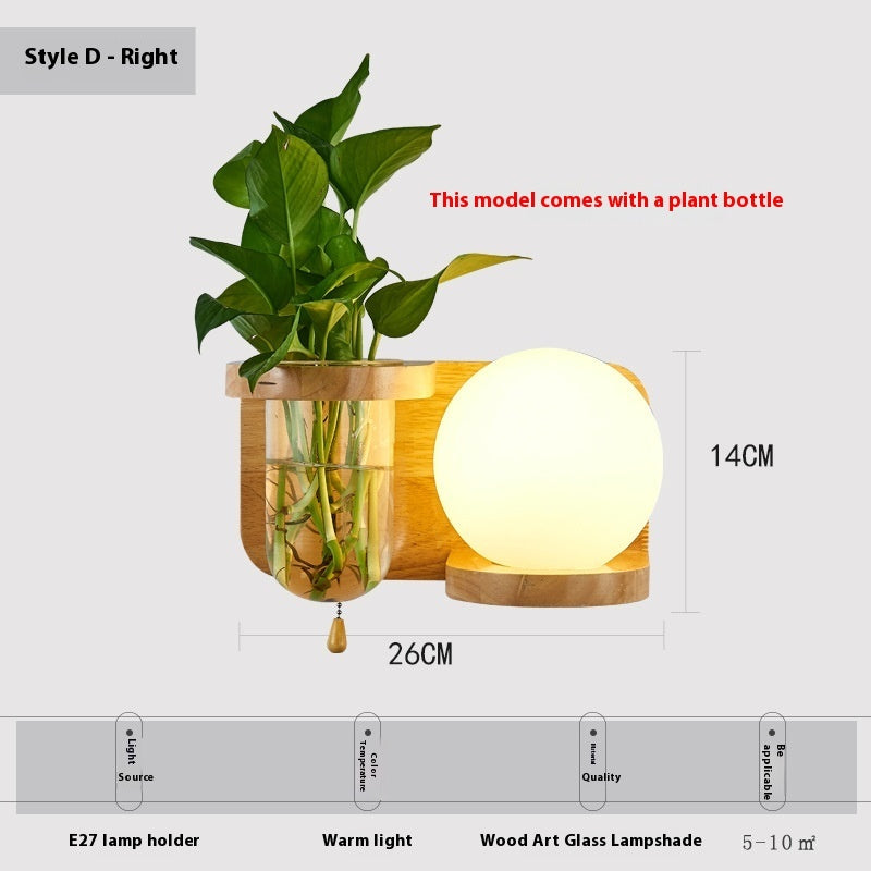 Wooden Wall Lamp – Simple Bedside Light