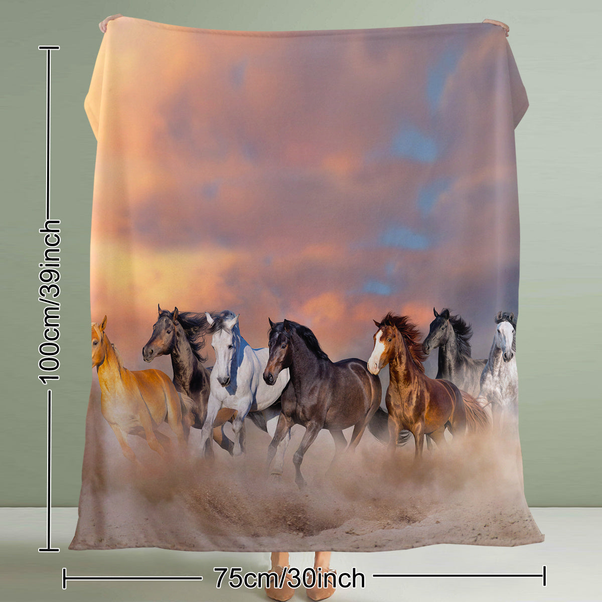 3D Horse Print Plush Flannel Blanket – Soft & Cozy