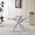 Chrome Dining Table With Cross Metal Leg And Glass