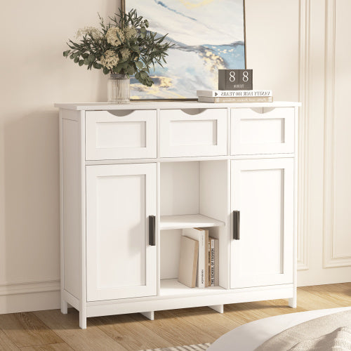Wooden Storage Cabinet with Drawers & Shelves