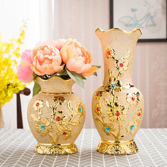 Gold Electroplated Ceramic Vase – European Style Décor