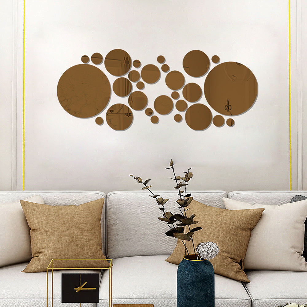 3D Circle Mirror Wall Stickers – Acrylic Décor