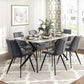 Gray Faux Leather Dining Chair – Black Metal Legs