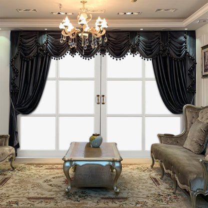European Luxury Black Velvet Curtains