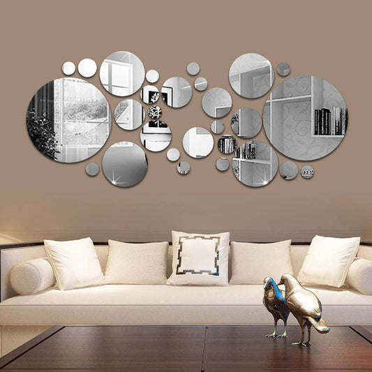 3D Circle Mirror Wall Stickers – Acrylic Décor