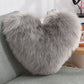 Heart-Shaped Plush Throw Pillow – Fluffy Shaggy Cushion